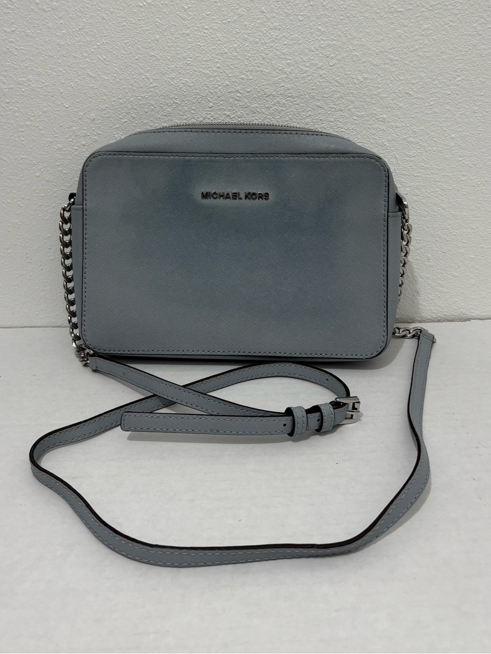 Michael Kors Purse Jet Set Sky Blue Medium Size Crossbody Purse Travel Purse